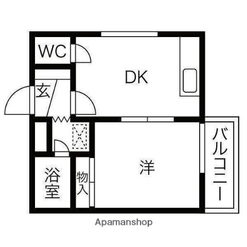 アルファスクエア北18条(1DK/1階)の間取り写真