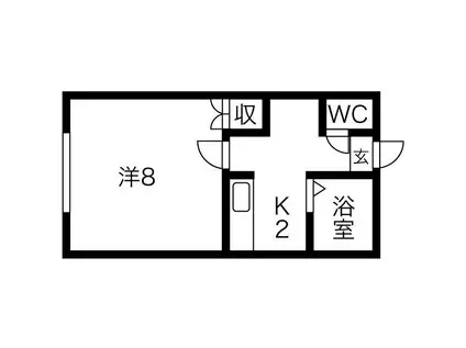  フォーシーズンII (1K/2階)の間取り写真