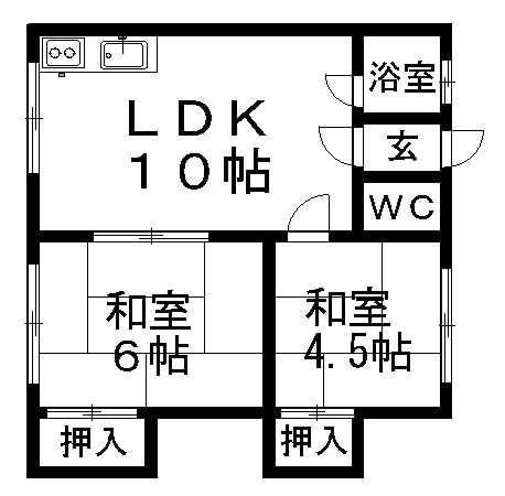 陽光マンション(2LDK/2階)の間取り写真