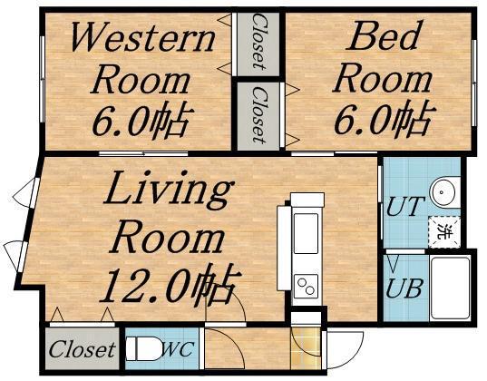 インペリアルコート発寒(2LDK/3階)の間取り写真