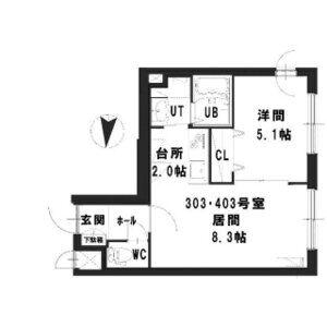 グランメールN17(1LDK/3階)の間取り写真