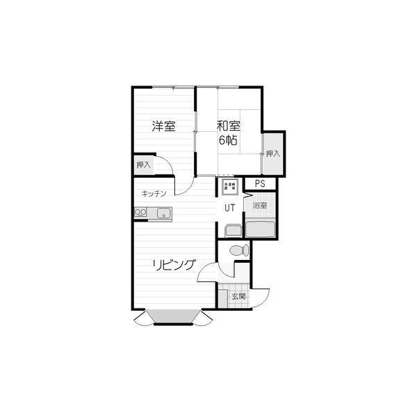 レジデンスHK(2DK/2階)の間取り写真