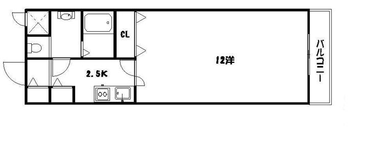 エルミーハイツ北12条(1K/2階)の間取り写真