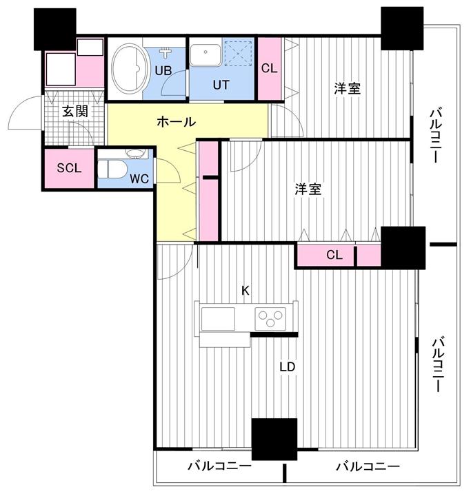 ディーグラフォート札幌ステーションタワー(2LDK/6階)の間取り写真