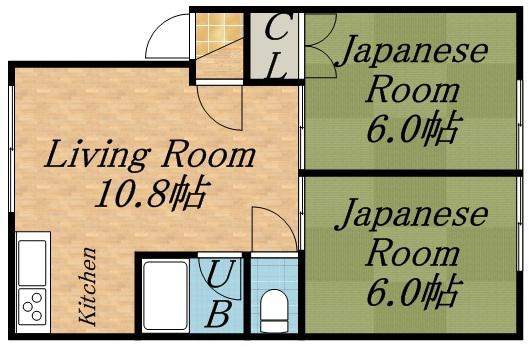 サニーハイツA(2LDK/2階)の間取り写真