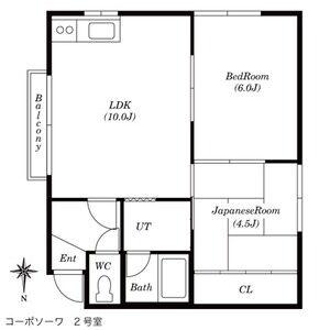 コーポソーワ(2LDK/1階)の間取り写真
