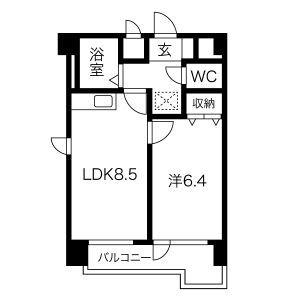 AMS352ビル(1LDK/7階)の間取り写真
