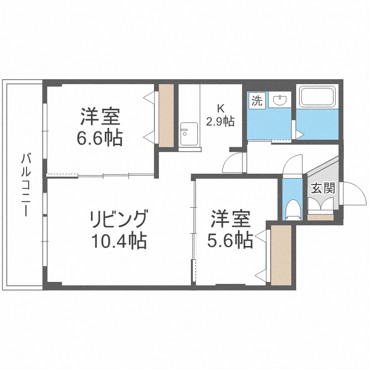 グラン札幌(2LDK/5階)の間取り写真