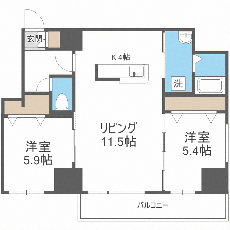 グラン札幌(2LDK/6階)の間取り写真