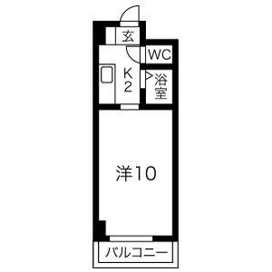 グランドール環状通東(1K/5階)の間取り写真