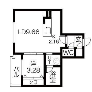 グランココオオエ(1LDK/4階)の間取り写真