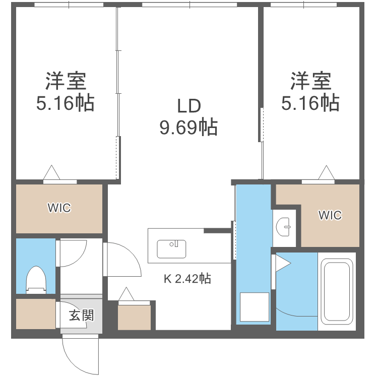 DIORE RESIDENCE SAPPORO(2LDK/4階)の間取り写真