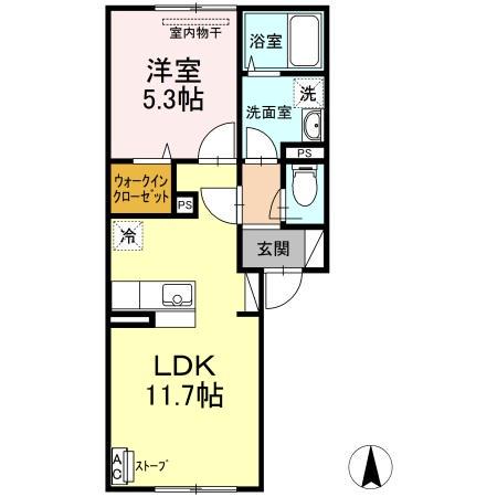 グレース ノース38(1LDK/1階)の間取り写真