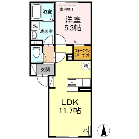 グレース ノース38(1LDK/2階)の間取り写真