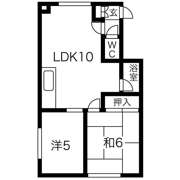 えちごハウスB棟(2LDK/2階)の間取り写真