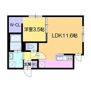 ノーブル麻生(1LDK/4階)の間取り写真