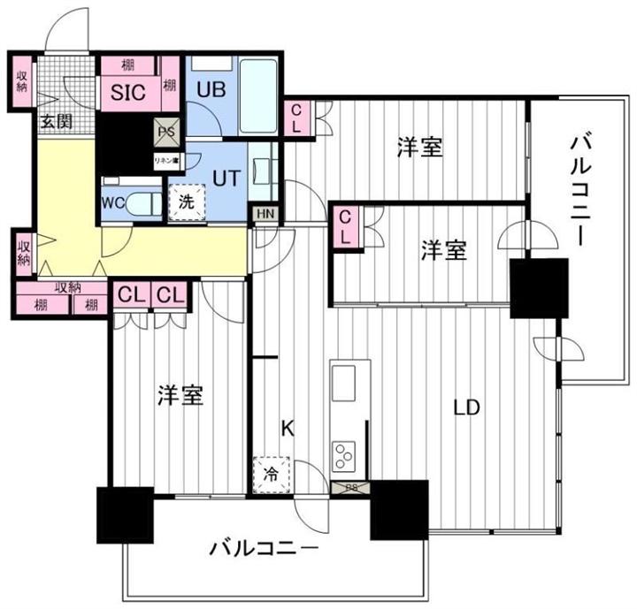 ザ・札幌タワーズ イーストタワー(3LDK/25階)の間取り写真