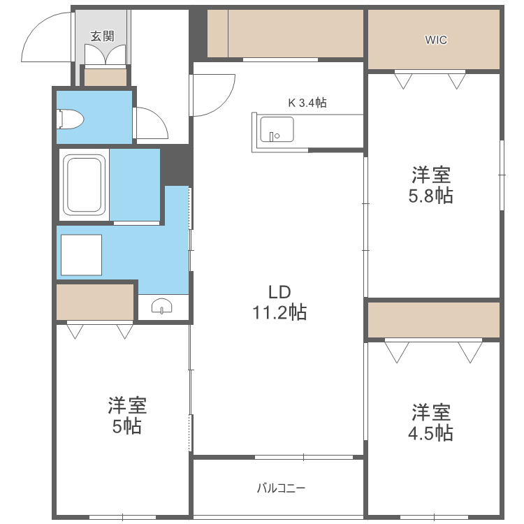 インフィニティN22E1(3LDK/3階)の間取り写真