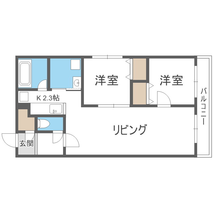 BRIGHTON COURT N20(2LDK/4階)の間取り写真