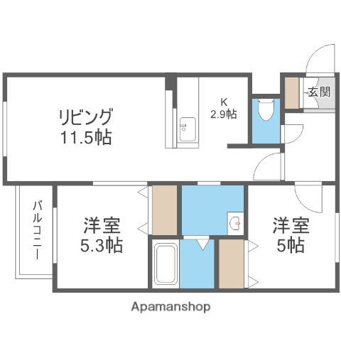 STELLAR GROWTH(2LDK/4階)の間取り写真