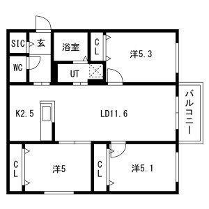 MAISON YOU ME(3LDK/3階)の間取り写真