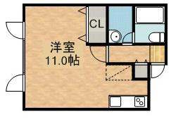 コートインディゴ(1K/1階)の間取り写真