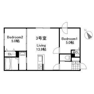 プレスタ北39西5MS(2LDK/3階)の間取り写真
