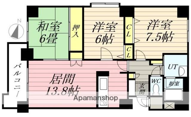 リラハイツ北15条(3LDK/5階)の間取り写真