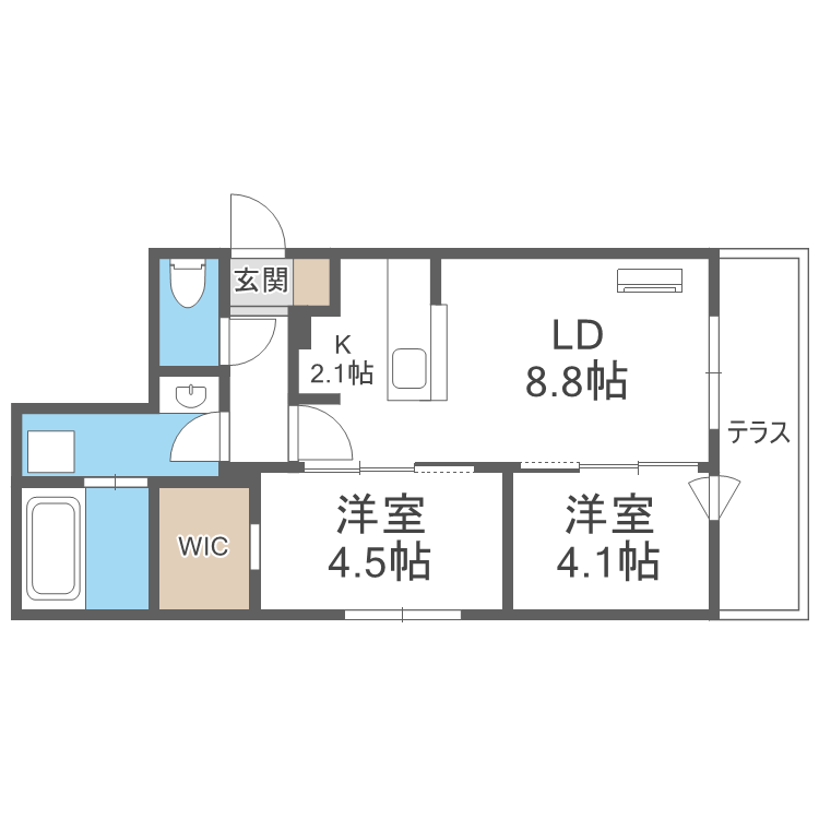 BALBONI山鼻(2DK/1階)の間取り写真