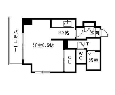 デュオヴェール(1K/4階)の間取り写真