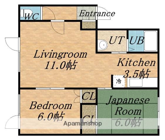 コートソアラ(2LDK/1階)の間取り写真