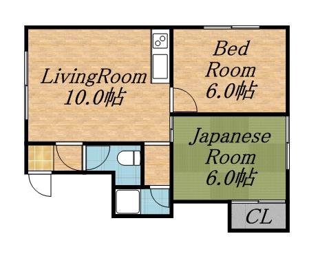 オレンジハウスA(2LDK/2階)の間取り写真