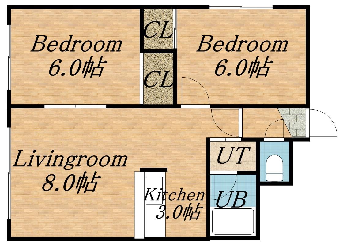 ルミエール篠路(2LDK/2階)の間取り写真