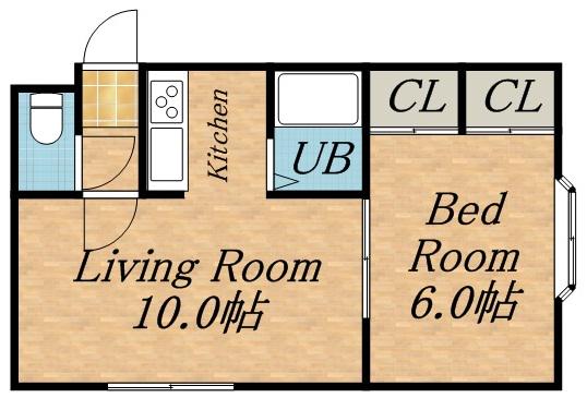 ウィングコート伏古(1LDK/2階)の間取り写真