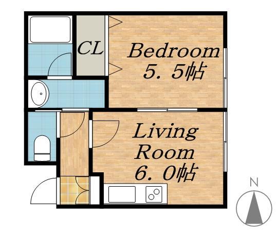 メゾンエクレーレ北26条(1DK/1階)の間取り写真
