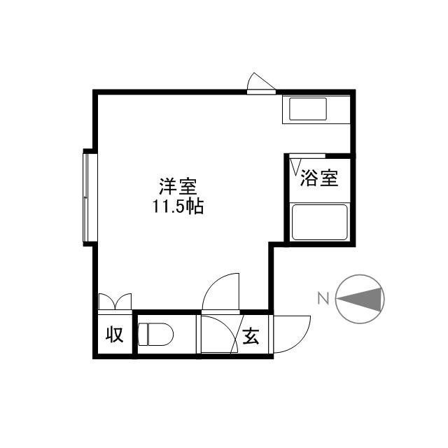 瀬比亜館北14条(ワンルーム/2階)の間取り写真