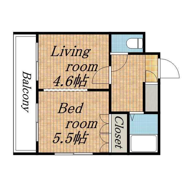 プレサント北35条(1DK/2階)の間取り写真