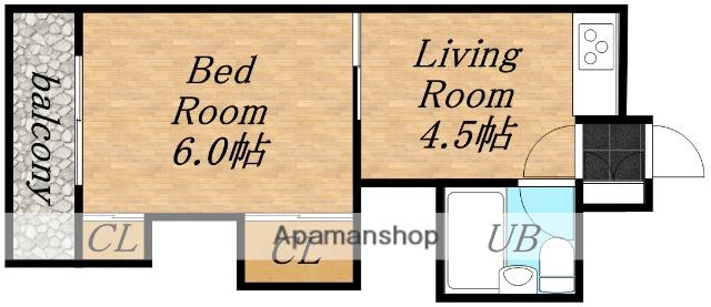 ノースタウンハウス(1DK/4階)の間取り写真