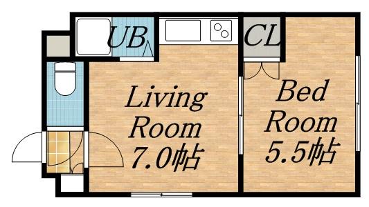 サニープレイス北21東12(1DK/2階)の間取り写真