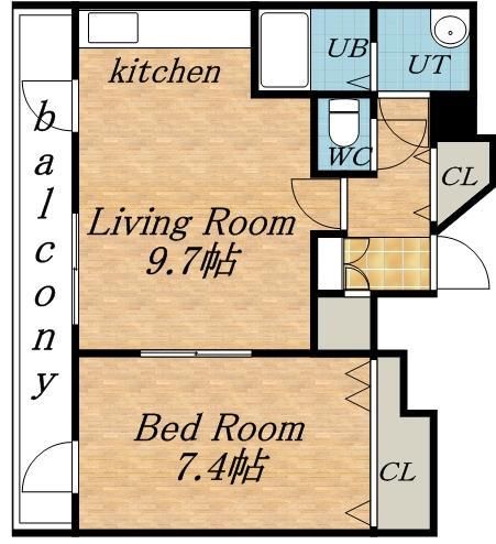 エスパス元町(1LDK/2階)の間取り写真