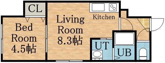 札幌市東豊線 元町駅(札幌) 徒歩5分 3階建 築21年(1DK/2階)の間取り写真