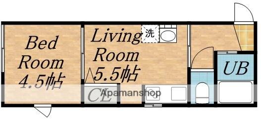 ウィングレジデンス(1DK/2階)の間取り写真