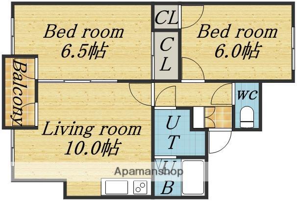 フロンティア菊水(2LDK/9階)の間取り写真