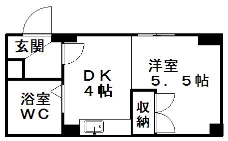 アーバンコート菊水Ⅲ(1DK/1階)の間取り写真