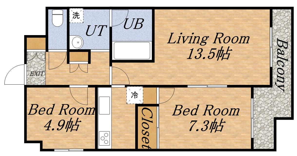 レジデンスN21(2LDK/3階)の間取り写真