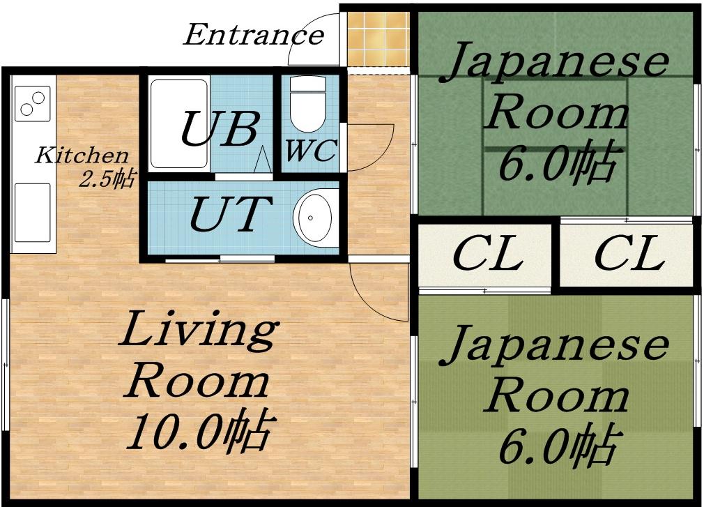 コーポ愛Ⅱ(2LDK/2階)の間取り写真