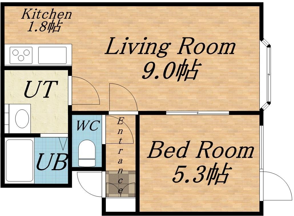 札沼線 拓北駅 徒歩3分 2階建 築25年(1LDK/2階)の間取り写真