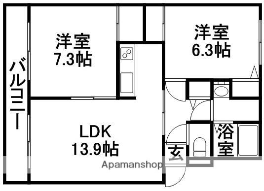 パークハイツI(2LDK/2階)の間取り写真