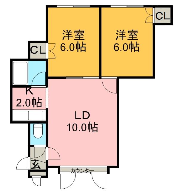 カパルアヴィラス(2LDK/1階)の間取り写真