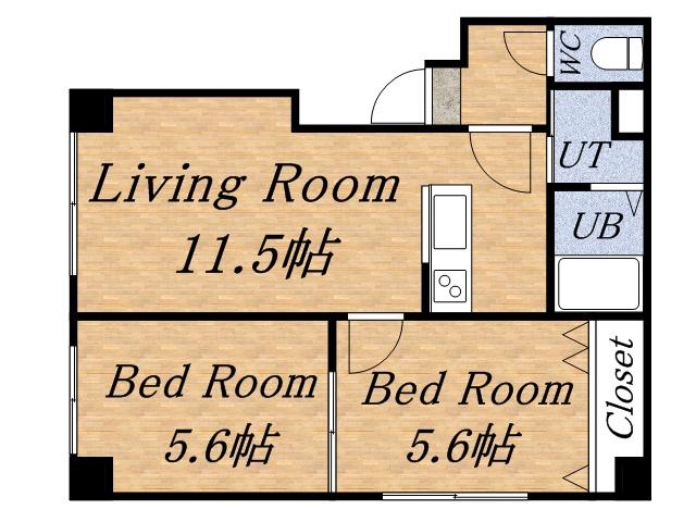 グリーンハイツマコ(2LDK/2階)の間取り写真